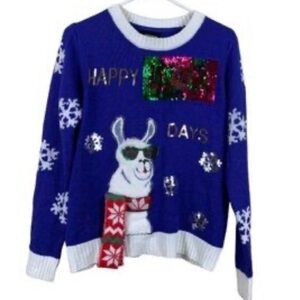 Joe Boxer Women’s Long Sleeve Crew Neck Festive Lama Holiday Shirt Size XL